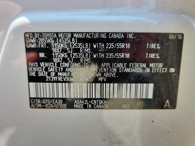 2016 TOYOTA RAV4 LIMIT - 2T3YFREV9GW273874
