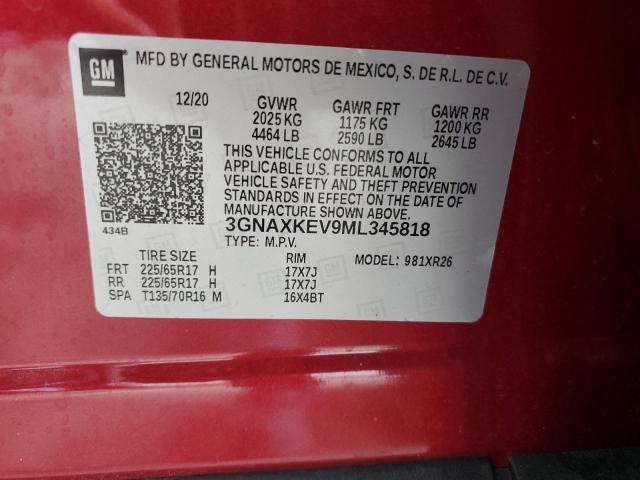 2021 CHEVROLET EQUINOX LT 3GNAXKEV9ML345818