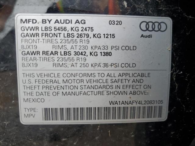 2020 AUDI Q5 PREMIUM WA1ANAFY4L2083105