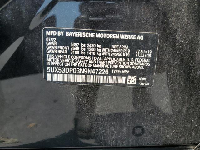 2022 BMW X3 XDRIVE3 - 5UX53DP03N9N47226