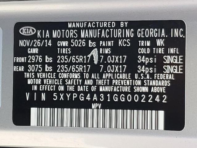 2016 KIA SORENTO LX - 5XYPG4A31GG002242