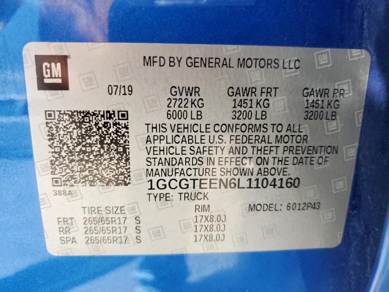 2020 CHEVROLET COLORADO Z - 1GCGTEEN6L1104160