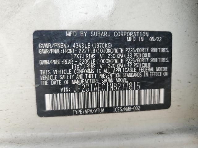 2022 SUBARU CROSSTREK JF2GTAEC1N8277815