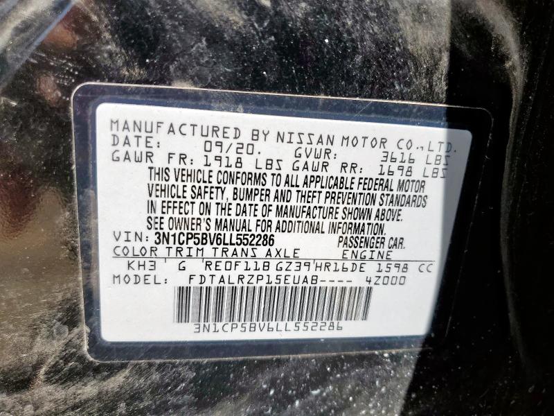 2020 NISSAN KICKS S 3N1CP5BV6LL552286