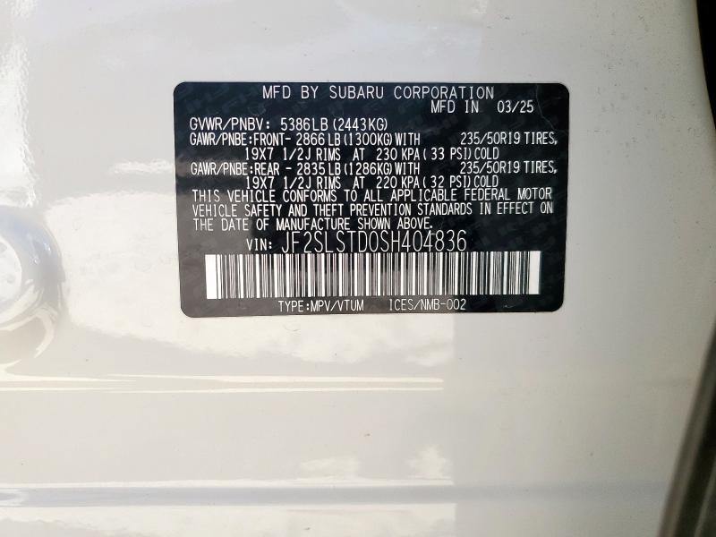 2025 SUBARU FORESTER T JF2SLSTD0SH404836
