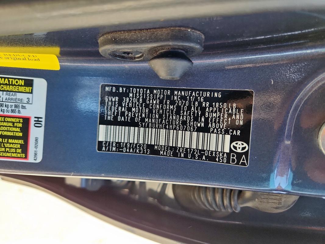 2017 TOYOTA COROLLA L - 5YFBURHE4HP607067
