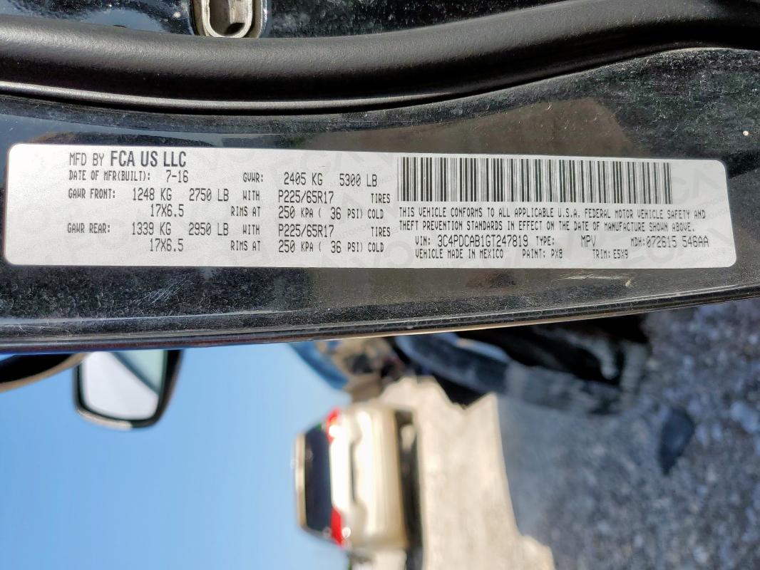 2016 DODGE JOURNEY SE 3C4PDCAB1GT247819
