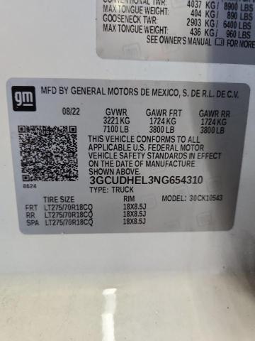 2022 CHEVROLET SILVERADO 3GCUDHEL3NG654310