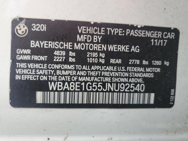 2018 BMW 320 I WBA8E1G55JNU92540