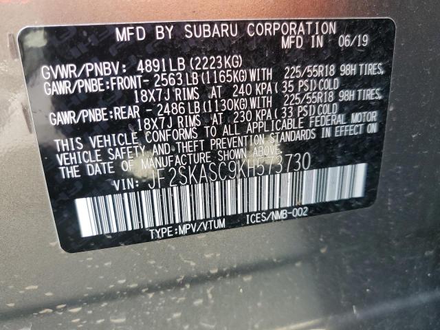 2019 SUBARU FORESTER L JF2SKASC9KH573730