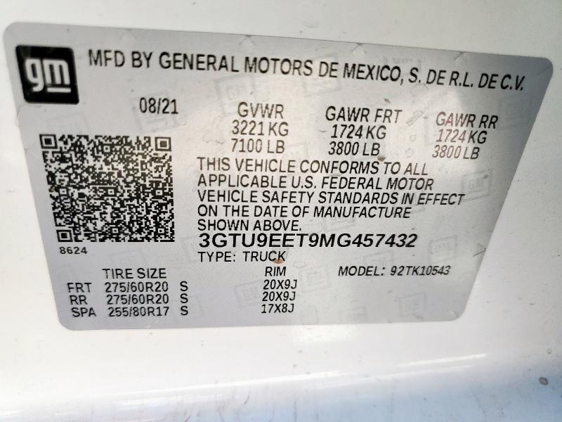 2021 GMC SIERRA K15 3GTU9EET9MG457432