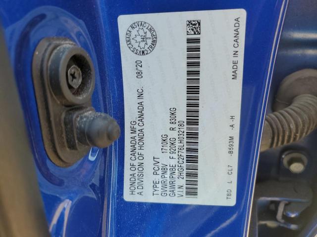 2HGFC2F76LH032180 2020 HONDA CIVIC