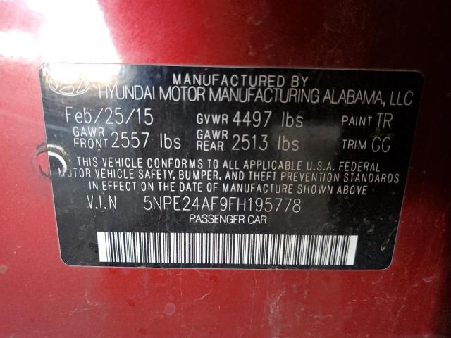 2015 HYUNDAI SONATA SE 5NPE24AF9FH195778