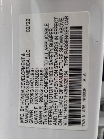 2022 HONDA ACCORD SPO 1HGCV1F43NA029154