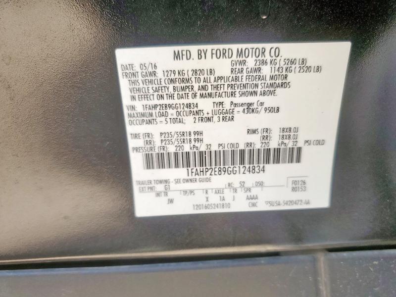 2016 FORD TAURUS SEL - 1FAHP2E89GG124834