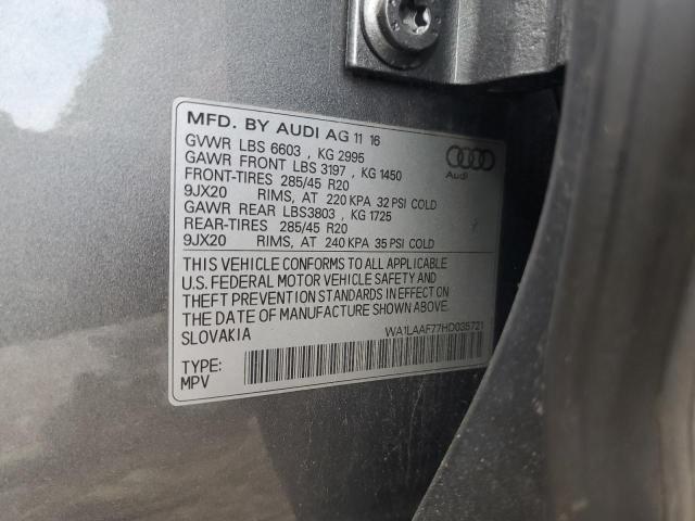 2017 AUDI Q7 PREMIUM WA1LAAF77HD035721