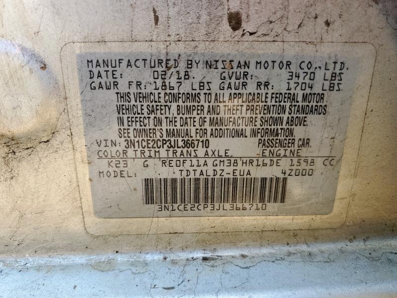 2018 NISSAN VERSA NOTE S 3N1CE2CP3JL366710