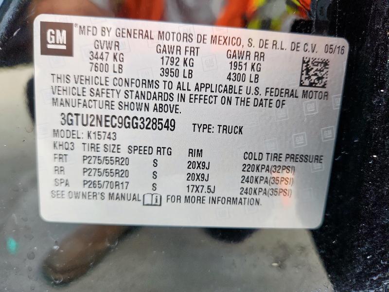 2016 GMC SIERRA K15 3GTU2NEC9GG328549