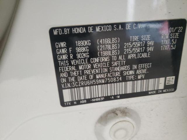 2022 HONDA HR-V 3CZRU6H59NM750834