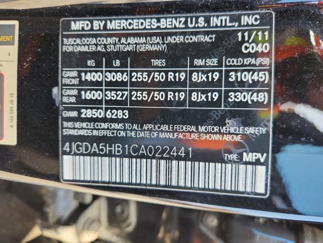 2012 MERCEDES-BENZ ML 350 4MA - 4JGDA5HB1CA022441