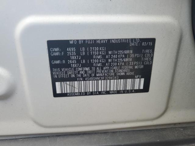 2015 SUBARU OUTBACK 2. 4S4BSANC8F3294343