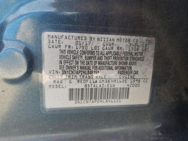 2017 NISSAN VERSA S 3N1CN7AP2HL846151