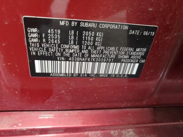 2019 SUBARU LEGACY 2.5 4S3BNAF67K3039701