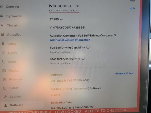 2022 TESLA MODEL Y 7SAYGDEF7NF388651