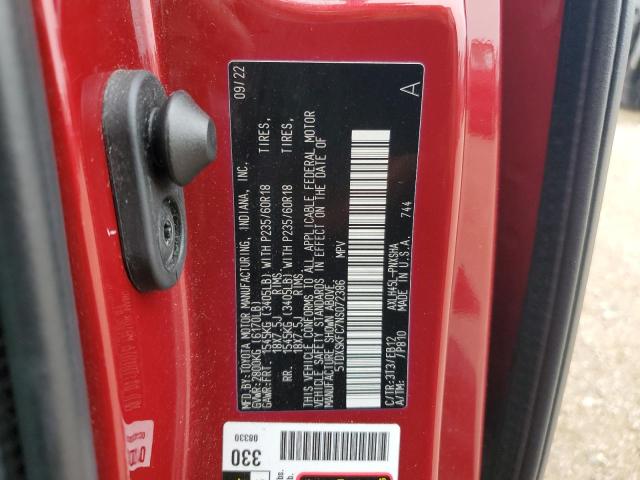 2022 TOYOTA SIENNA XSE 5TDXSKFC7NS072386