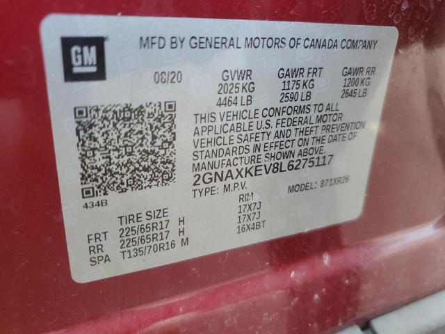 2020 CHEVROLET EQUINOX LT 2GNAXKEV8L6275117