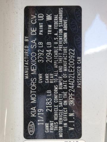 2020 KIA FORTE FE 3KPF24AD2LE200922