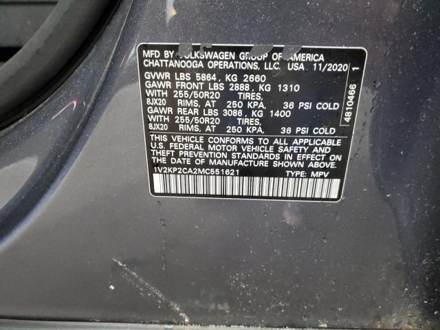 2021 VOLKSWAGEN ATLAS SE 1V2KP2CA2MC551621
