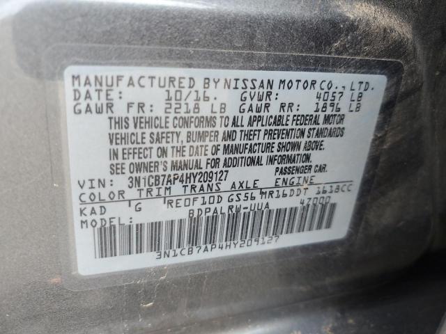 2017 NISSAN SENTRA SR 3N1CB7AP4HY209127
