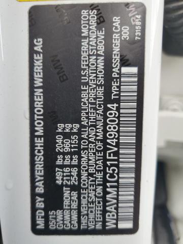 2015 BMW X1 SDRIVE2 WBAVM1C51FV498094