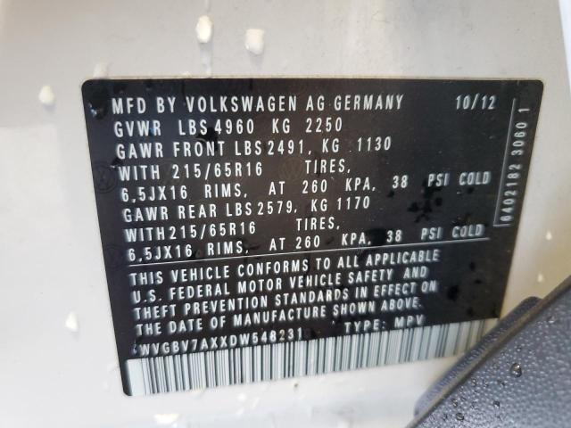 2013 VOLKSWAGEN TIGUAN S - WVGBV7AXXDW548231