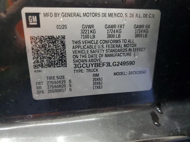 2020 CHEVROLET SILVERADO K1500 CUSTOM 3GCUYBEF3LG249590