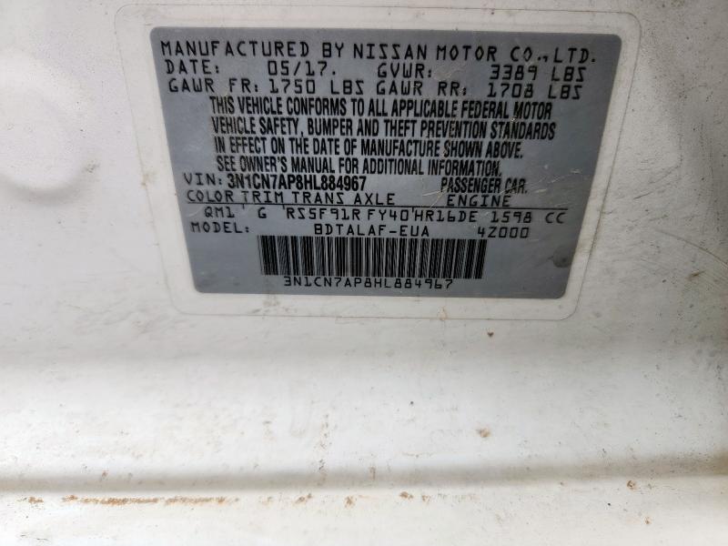 2017 NISSAN VERSA S - 3N1CN7AP8HL884967