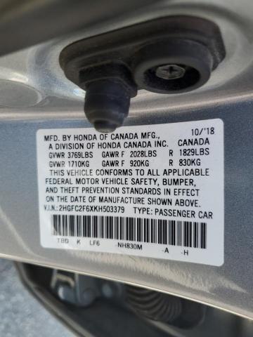 2019 HONDA CIVIC LX 2HGFC2F6XKH503379
