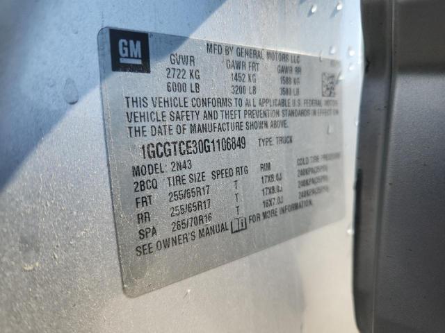 2016 CHEVROLET COLORADO L 1GCGTCE30G1106849