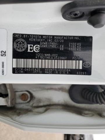 2020 TOYOTA CAMRY XLE 4T1B21HK2LU522667