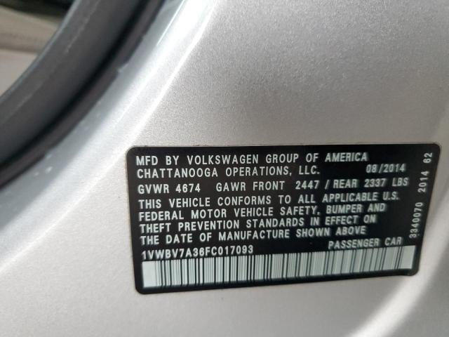 2015 VOLKSWAGEN PASSAT SE 1VWBV7A36FC017093