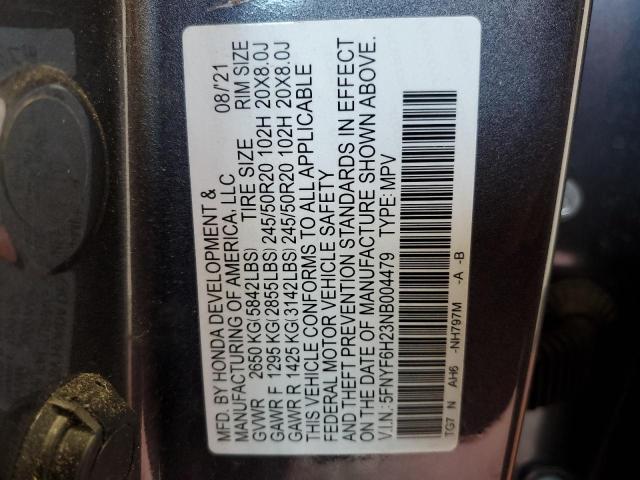 2022 HONDA PILOT SE 5FNYF6H23NB004479
