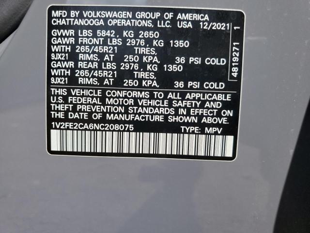 2022 VOLKSWAGEN ATLAS CROS 1V2FE2CA6NC208075