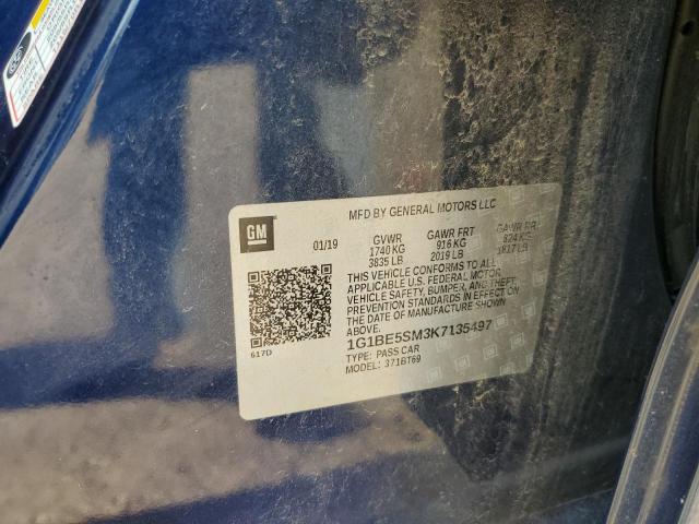 2019 CHEVROLET CRUZE LT 1G1BE5SM3K7135497