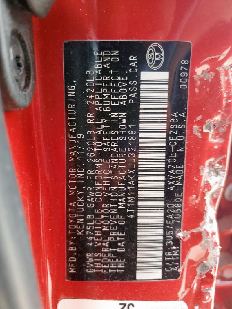 2020 TOYOTA CAMRY SE - 4T1M11AKXLU321881