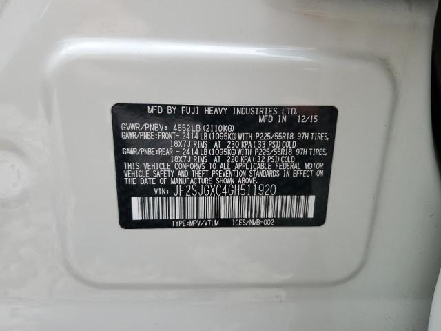 2016 SUBARU FORESTER 2 JF2SJGXC4GH511920
