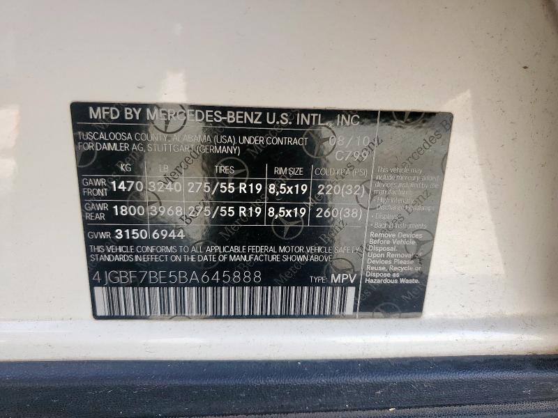 2011 MERCEDES-BENZ GL 450 4MA - 4JGBF7BE5BA645888