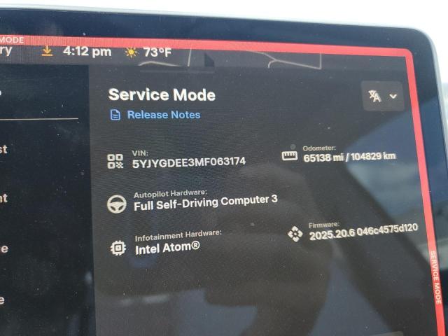 2021 TESLA MODEL Y 5YJYGDEE3MF063174