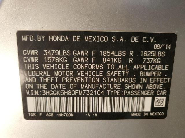 2015 HONDA FIT EX 3HGGK5H80FM732104