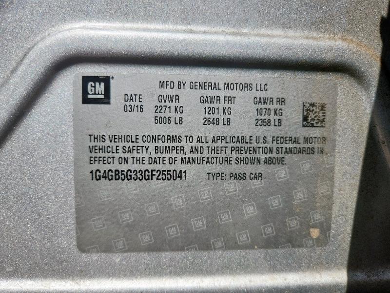2016 BUICK LACROSSE 1G4GB5G33GF255041